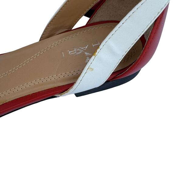 New Tahari Fleur Women's Peep Toe Tan Red White Peep Toe Ankle Strap Sandal 8M - Picture 11 of 11